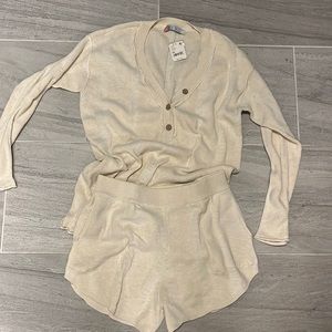 Free People, beach. “Pajama” set, new with tags. Cream color. Beautiful